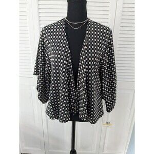 Anthracite by Muse Shawl Womens sz M Black Gray Plaid Kimono RUANA New w/ Tags